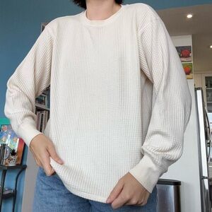 Cream waffle long sleeve
